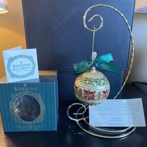 WATERFORD Holiday Heirlooms Gold Poinsettia Ball Ornament